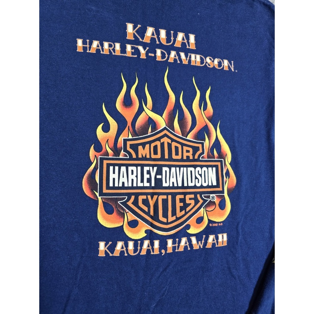 Vintage 2007 Harley Davidson Kauai Hawaii Long Sleeve Shirt Tattoo Sleeve Small